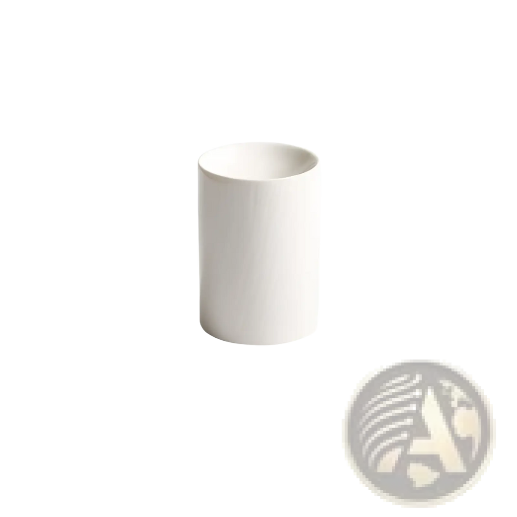 White ceramic cylindrical cup with matte textured finish 9.7cm diameter 13.8cm height from appetizer bowl set