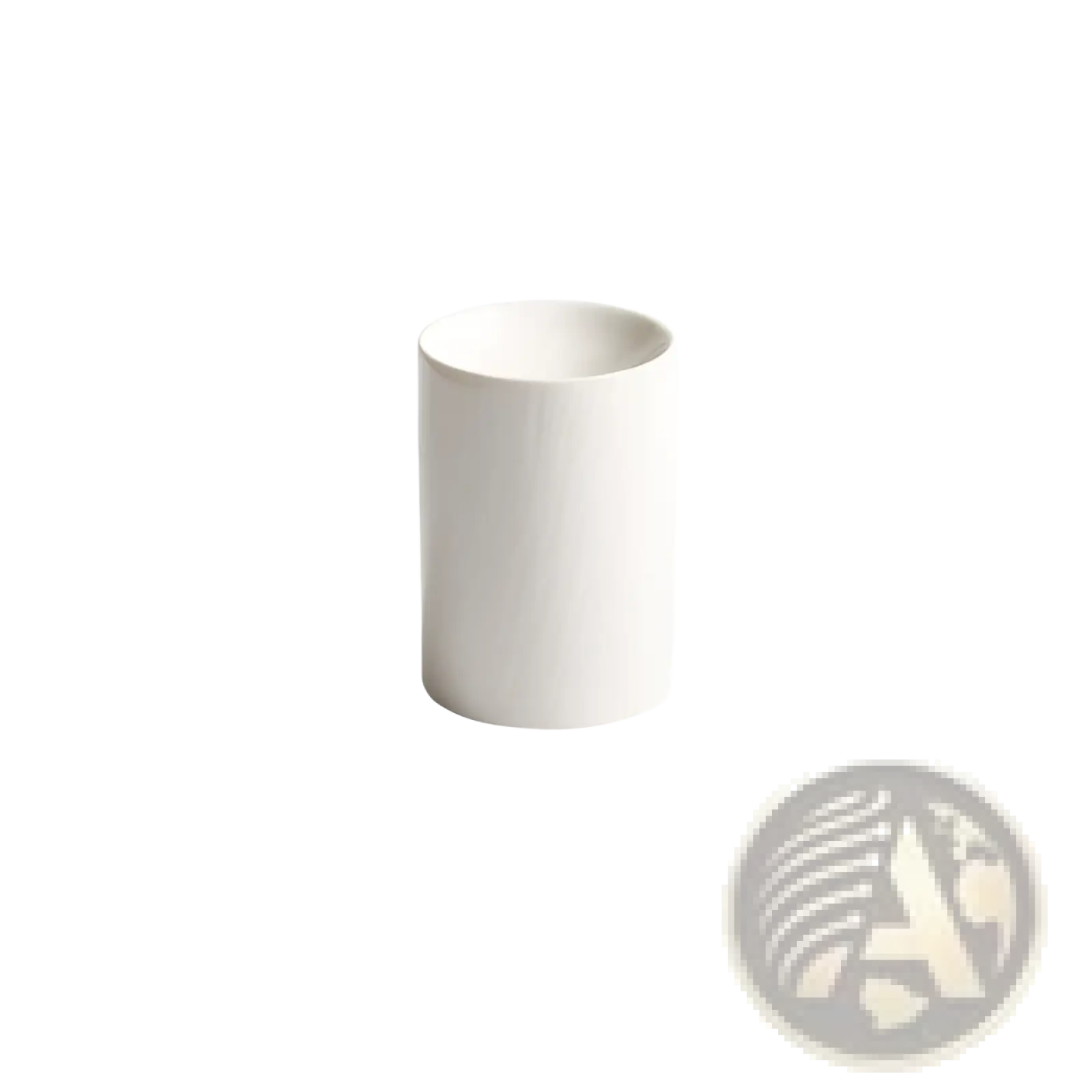 White ceramic cylindrical cup with matte textured finish 9.7cm diameter 13.8cm height from appetizer bowl set