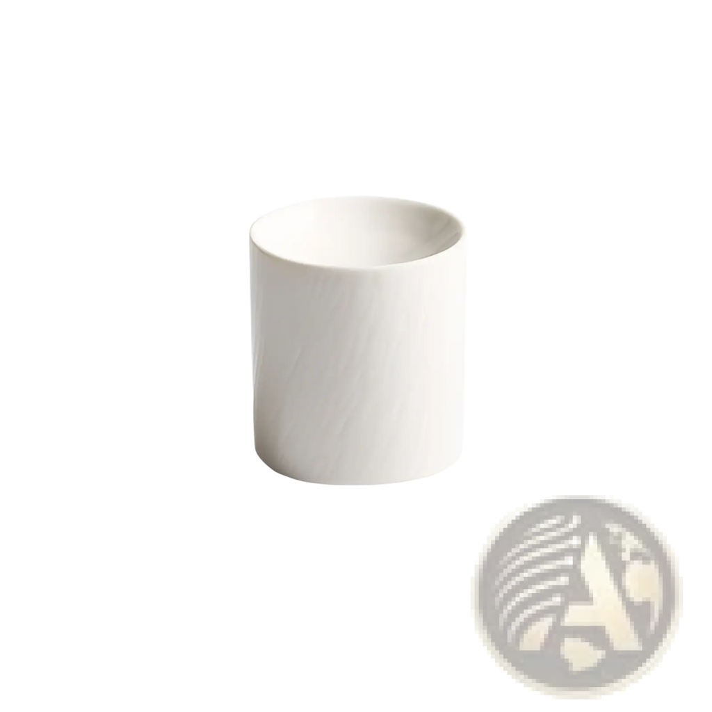 White ceramic cylindrical planter with matte textured finish and subtle vertical texture in ceramic appetizer bowl set