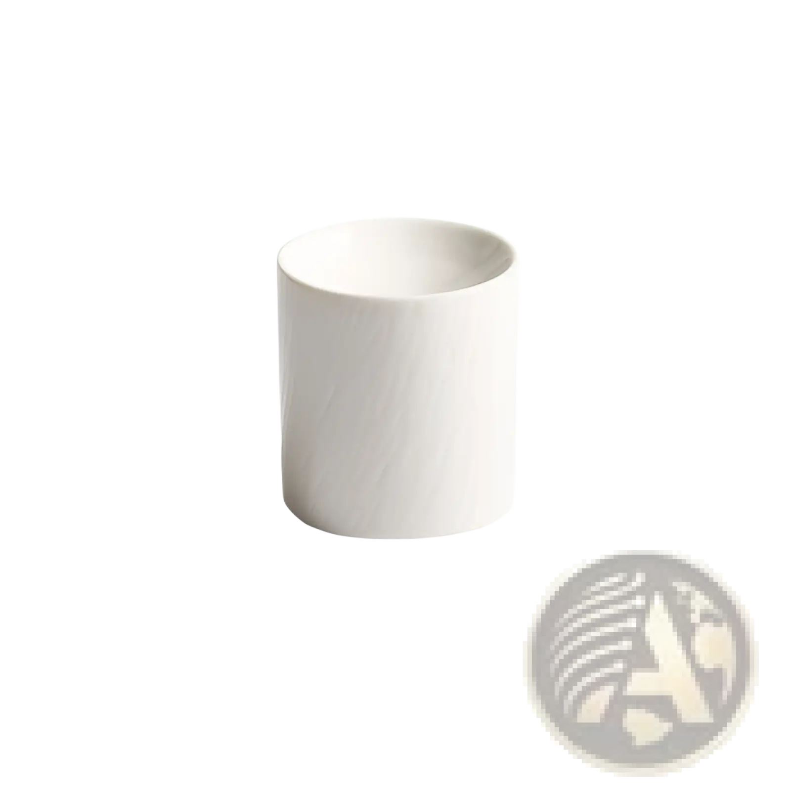 White ceramic cylindrical planter with matte textured finish and subtle vertical texture in ceramic appetizer bowl set