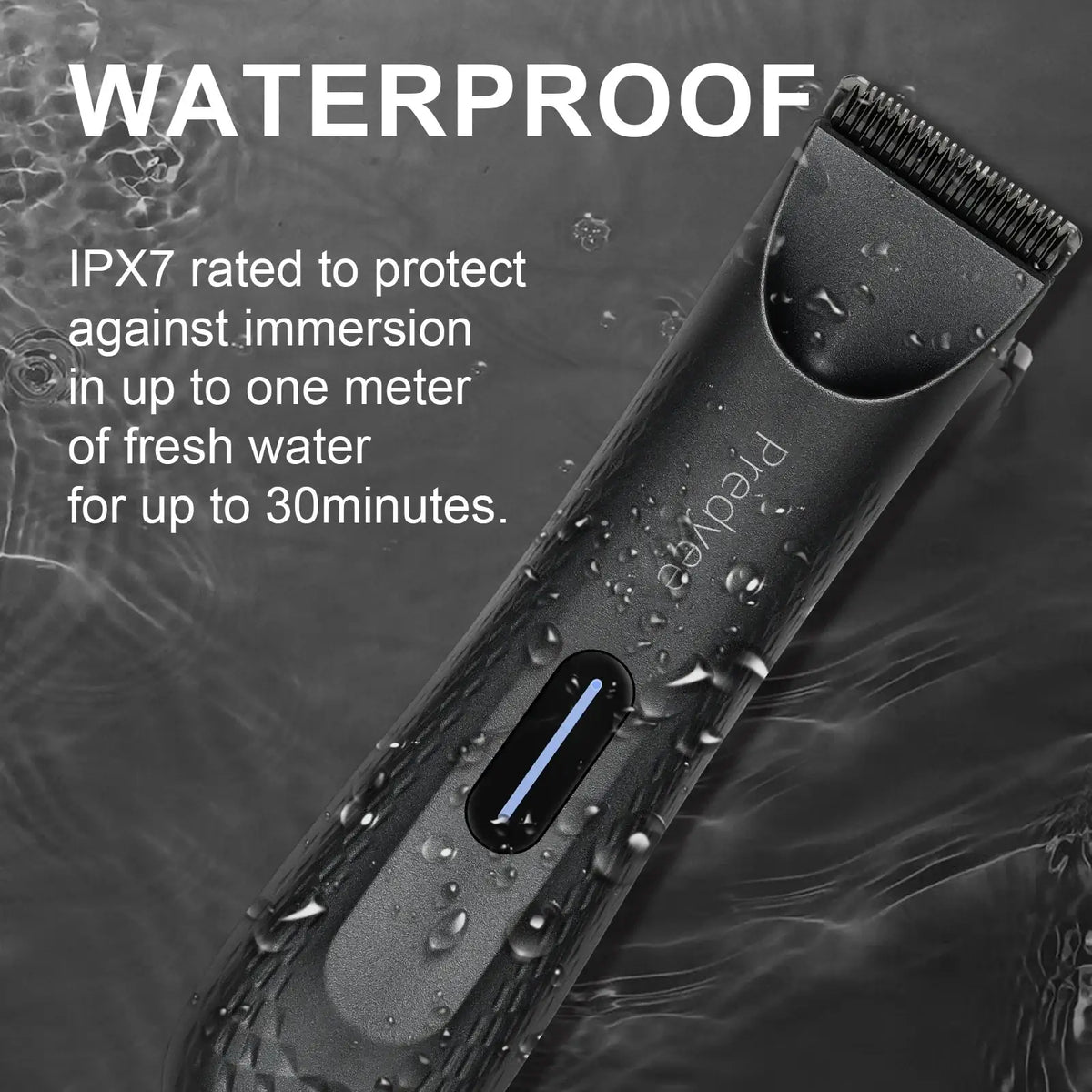 Black predaye ceramic blade hair trimmer with guide combs and waterproof ipx7 rating for fast charging time