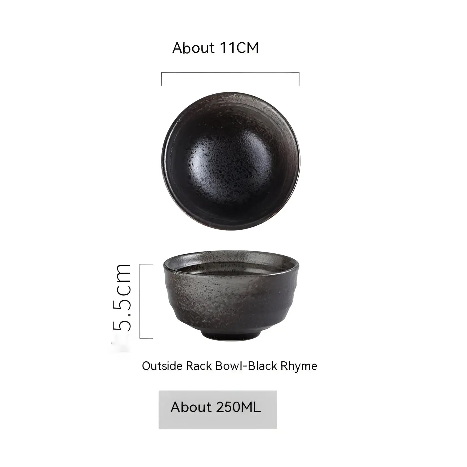 A dark speckled ceramic bowl with matte finish and raised rim for retro porcelain rice tableware 4 inch