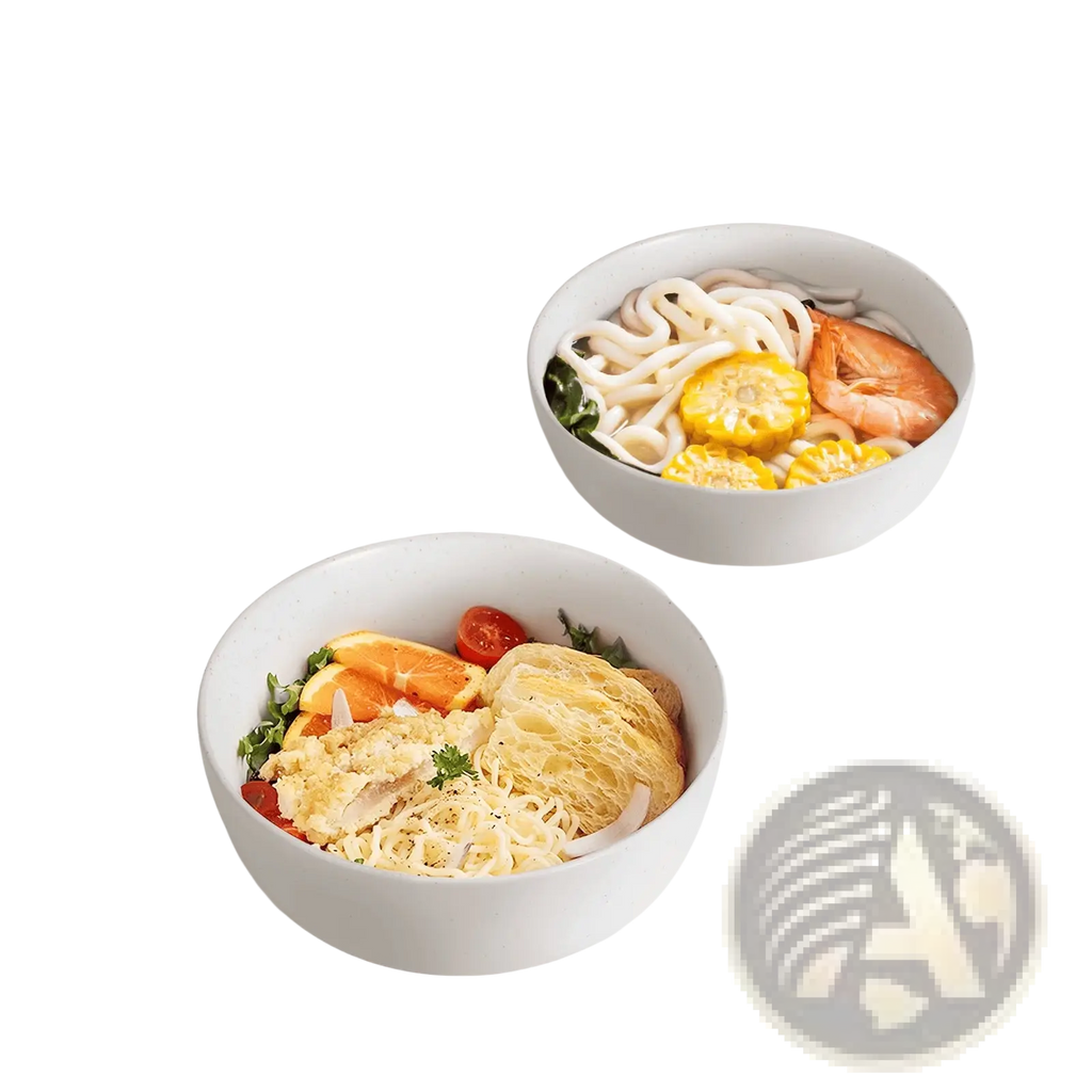 White ceramic cereal bowls with smooth glossy finishes from a ceramic bowl set 27oz speckled soup salad bowls