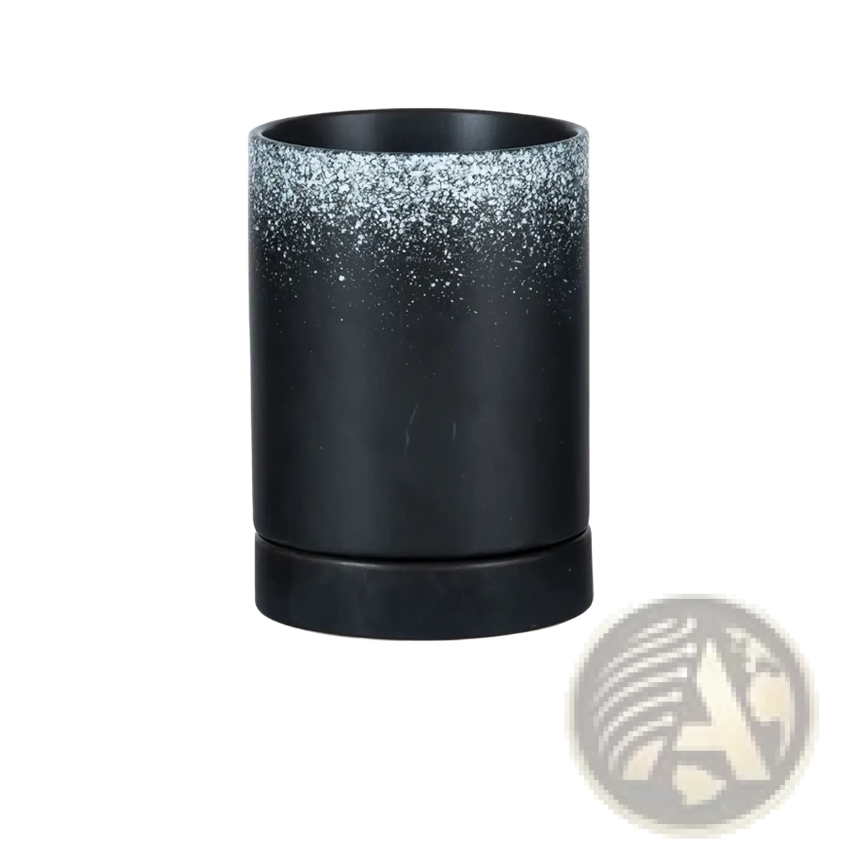 Black ceramic chopstick holder with speckled silver gradient rim for kitchen organizer and storage rack