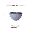 A 5.8-inch ceramic soup bowl with matte gray finish and ribbed design from ceramic dinnerware set retro ribbed plates and bowls