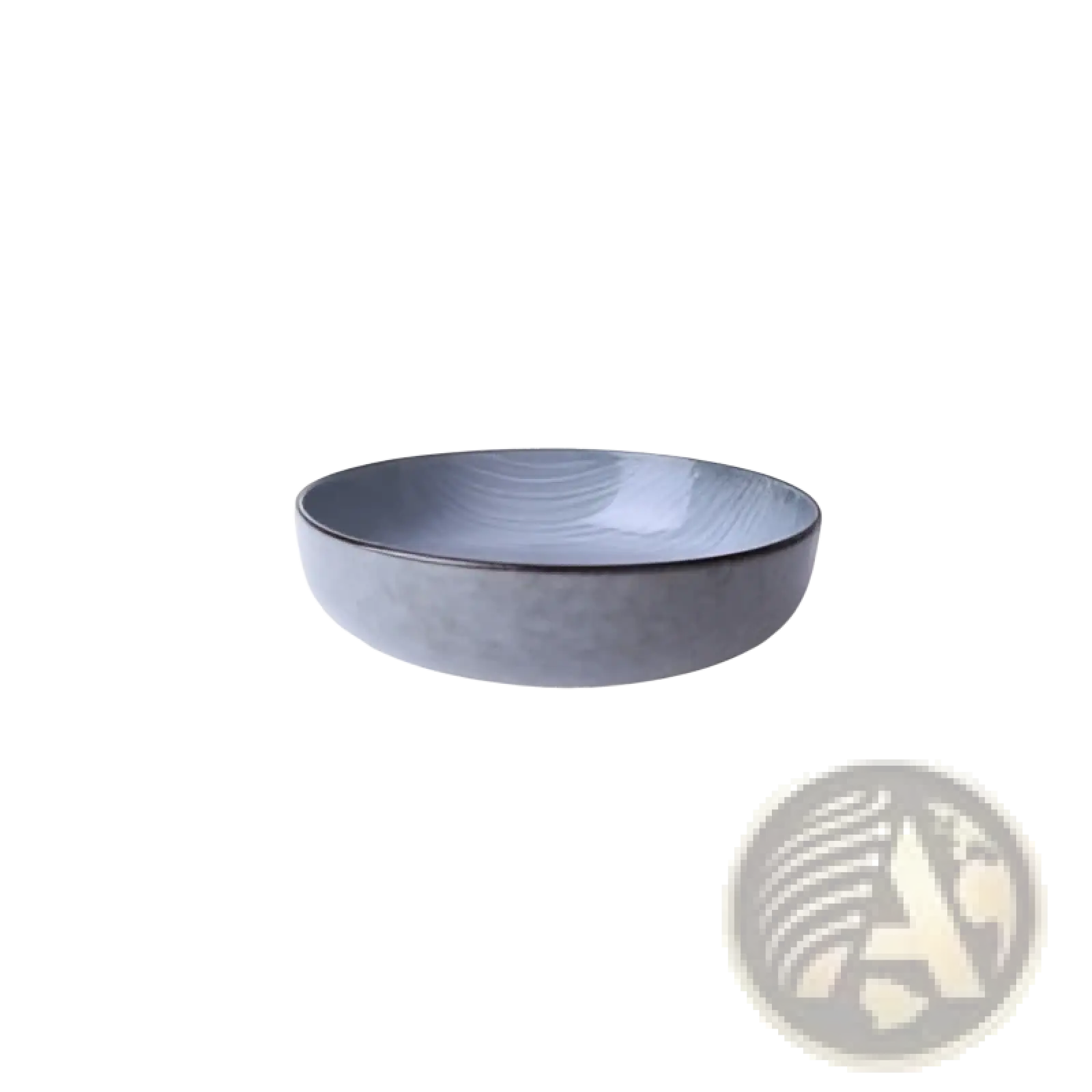 Gray ceramic soup bowl from ceramic dinnerware set retro ribbed plates and bowls with subtle textured pattern and raised rim