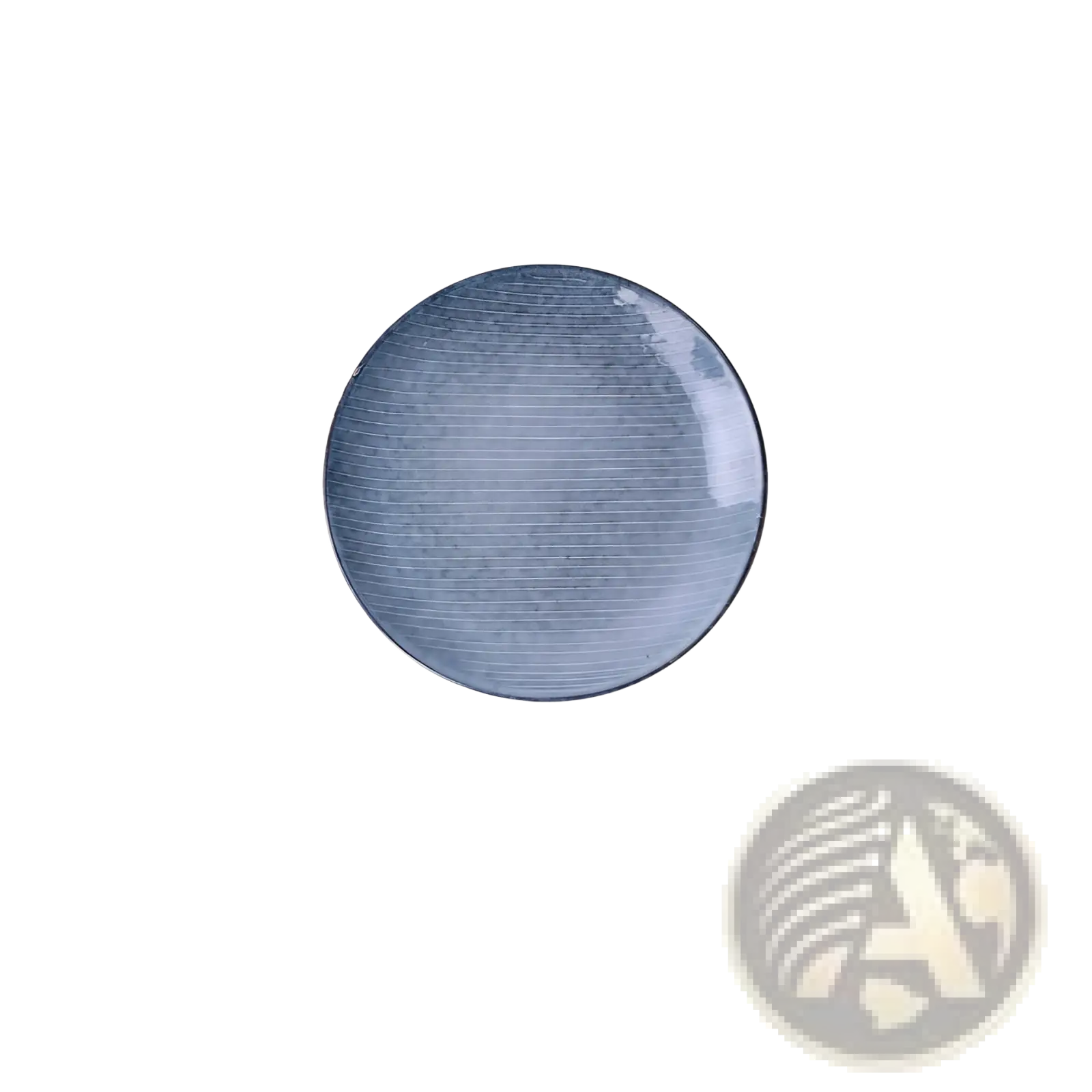 Ceramic dinnerware set retro ribbed round 8-inch plate with blue-gray glaze and fine horizontal stripes