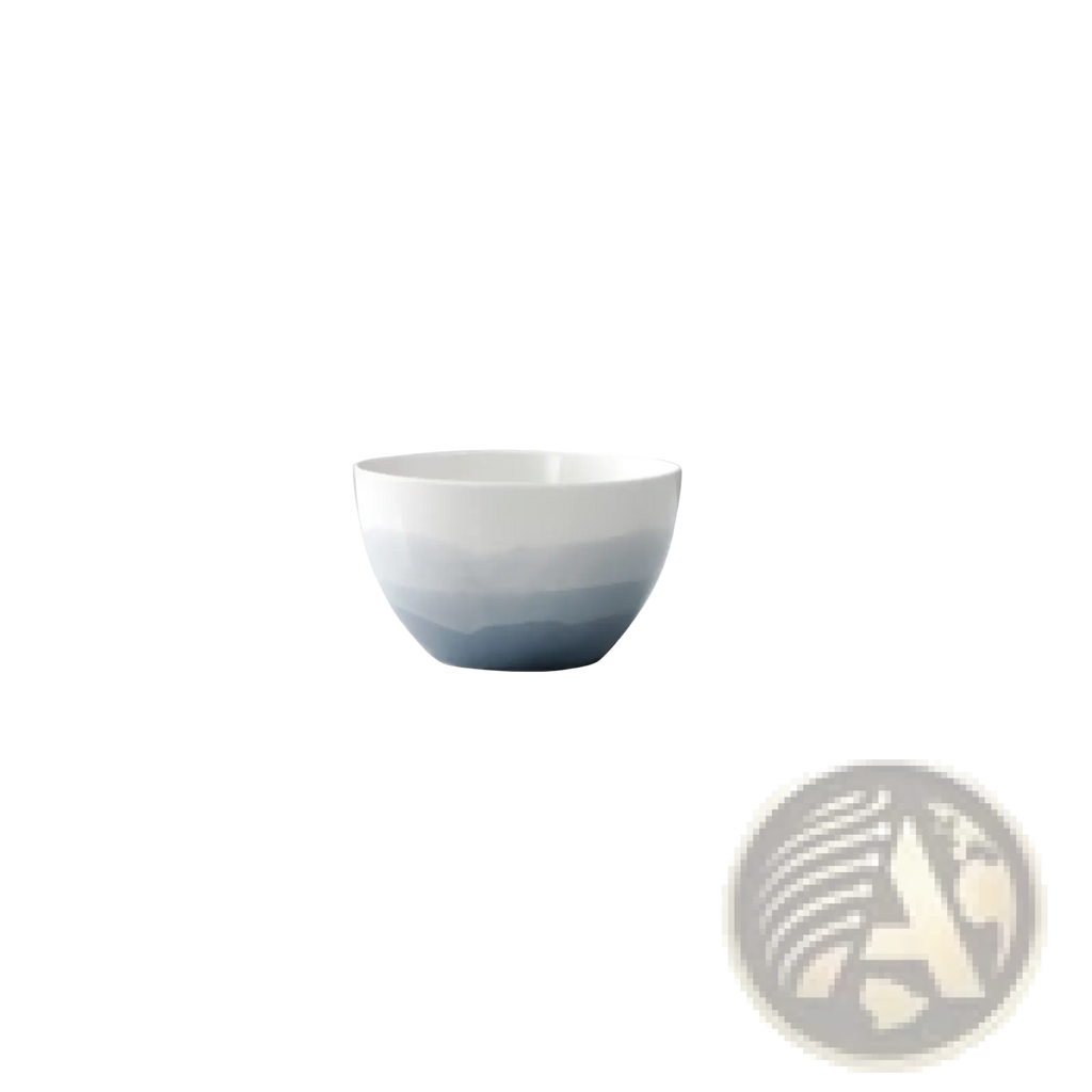 Ceramic gradient blue steak plate and bowl set with a 12cm wide ceramic bowl featuring a smooth color transition