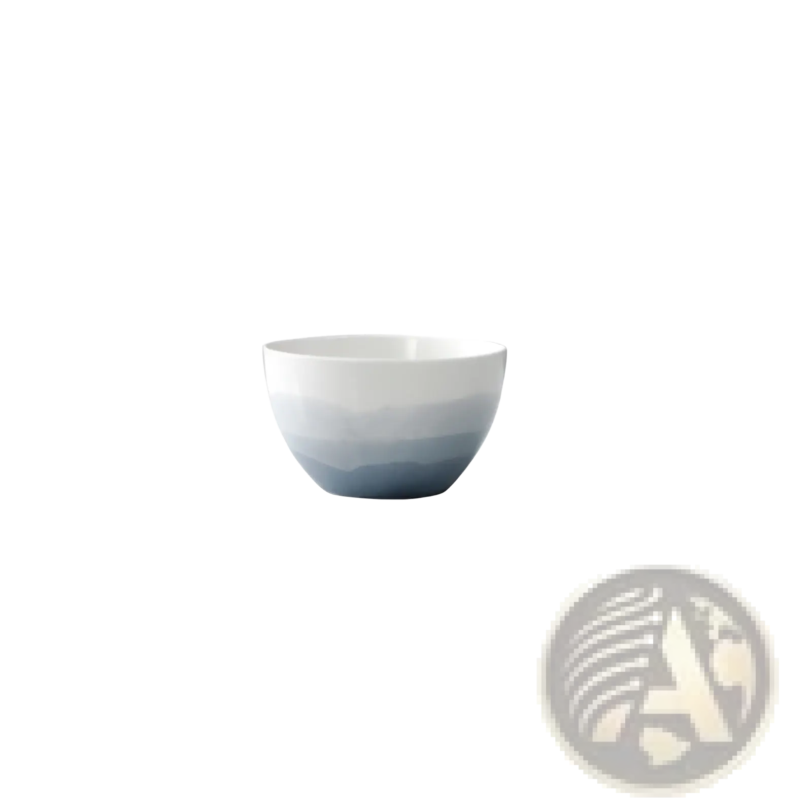 Ceramic gradient blue steak plate and bowl set with a 12cm wide ceramic bowl featuring a smooth color transition