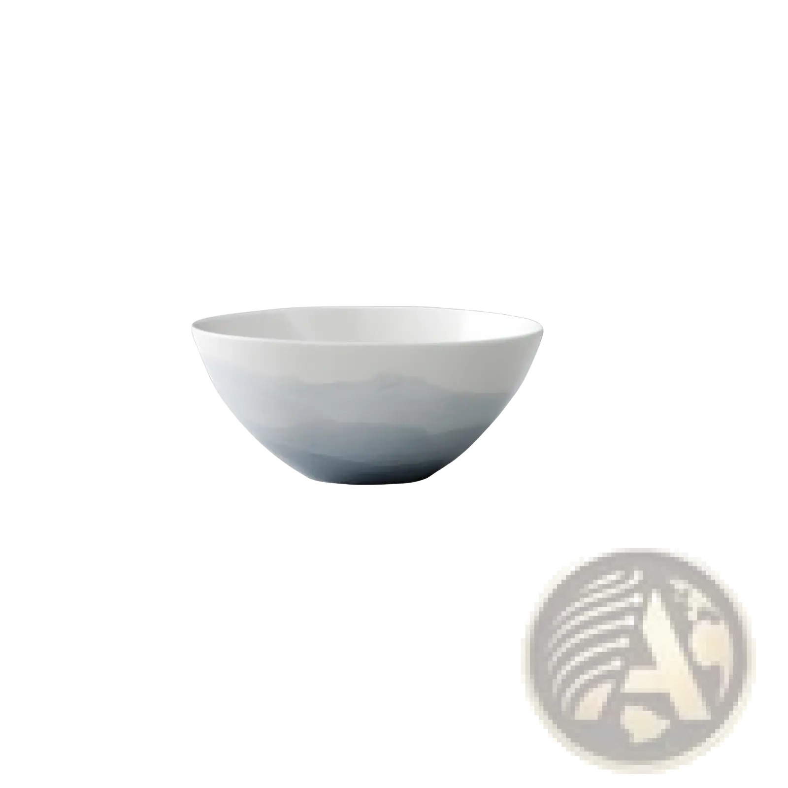 Ceramic gradient blue steak plate and bowl set featuring a 17.2cm wide ceramic bowl with white to soft gray finish