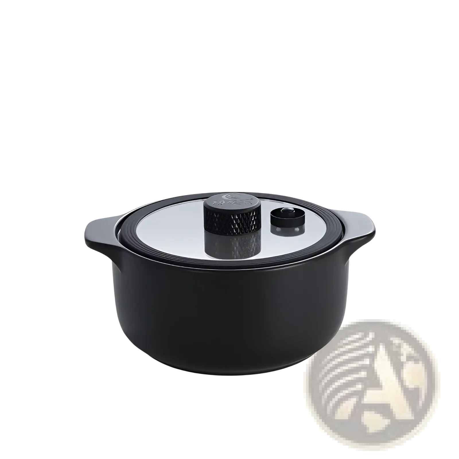 Black ceramic micro pressure anti overflow casserole pot with glass lid and textured black knob for cooking
