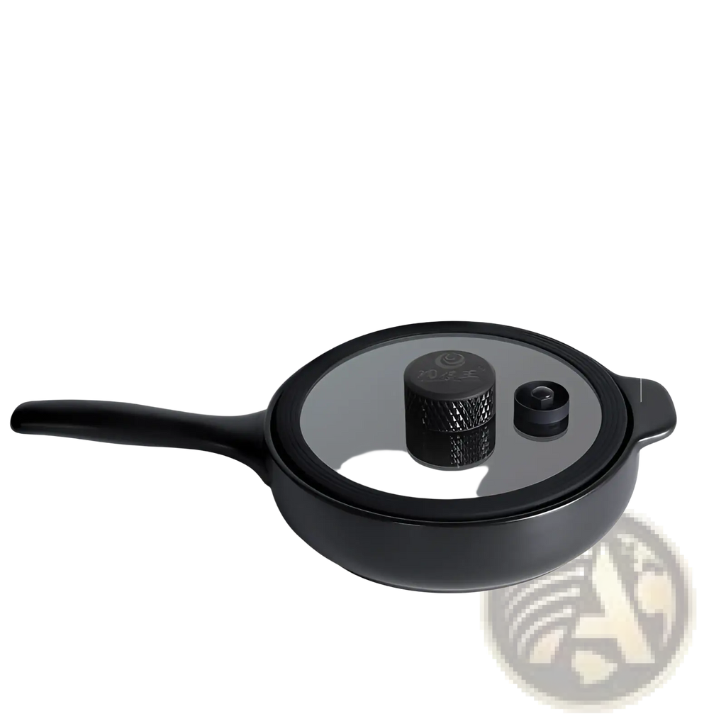 Black ceramic micro pressure casserole pot with glass lid and textured knob for anti overflow cooking