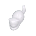 White ceramic cat-shaped hook with a smooth glossy finish used as a minimalist calligraphy brush rest