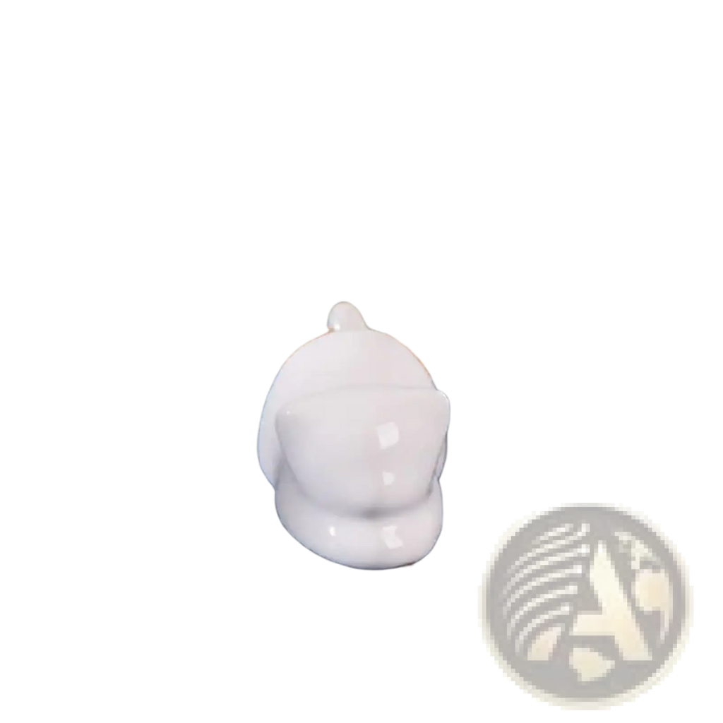 White ceramic pen holder shaped like a smooth dolphin designed as a minimalist calligraphy brush rest