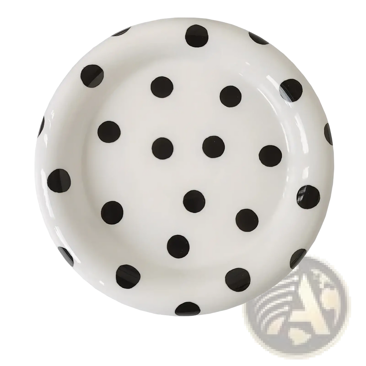 White ceramic plate with black polka dots from ceramic plate set decorative tableware kitchenware for dining use