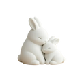 White ceramic rabbit figurine desktop decor featuring two rabbits sitting closely with closed eyes