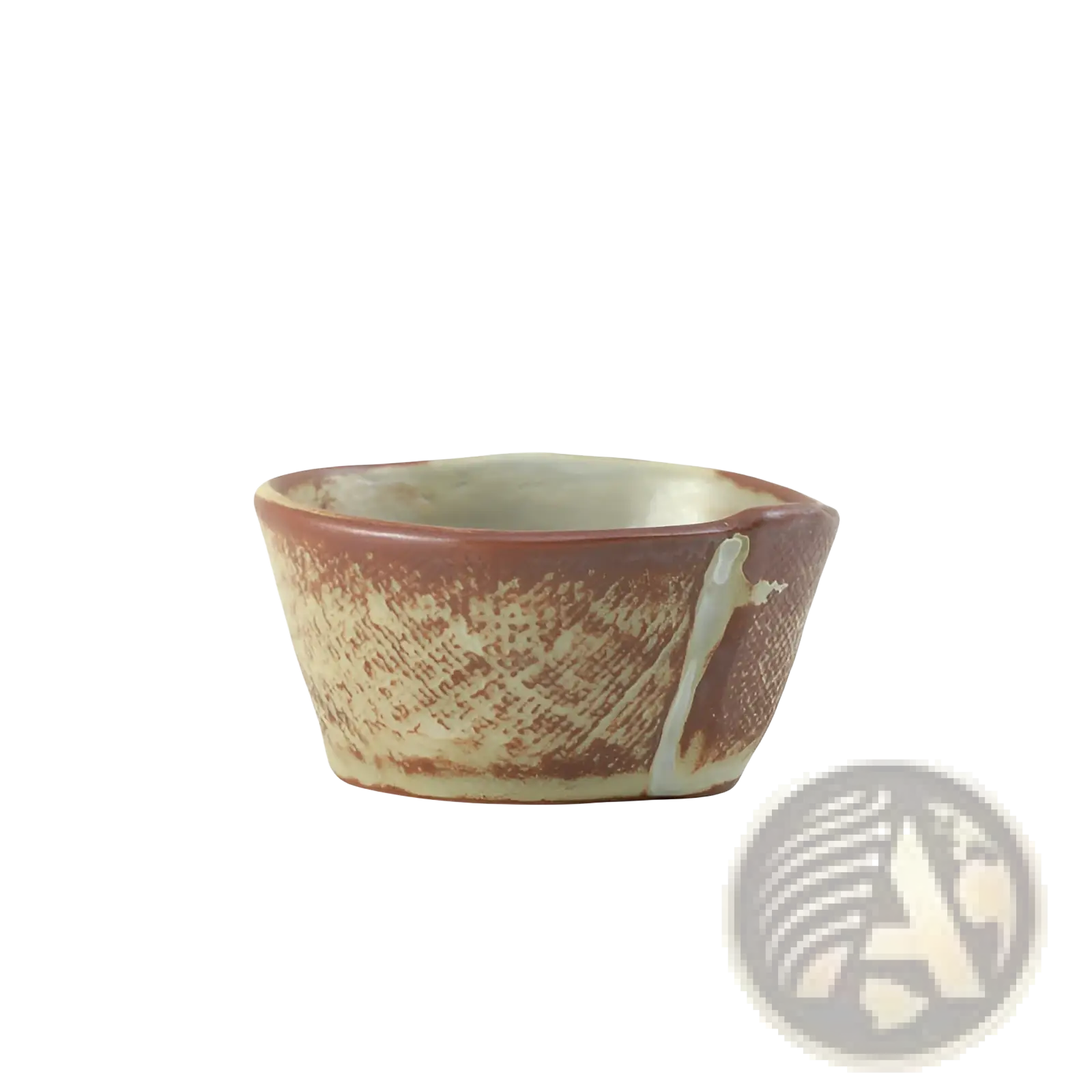 Ceramic rice bowl handcrafted with textured rustic brown and cream glaze perfect for soup and rice servings