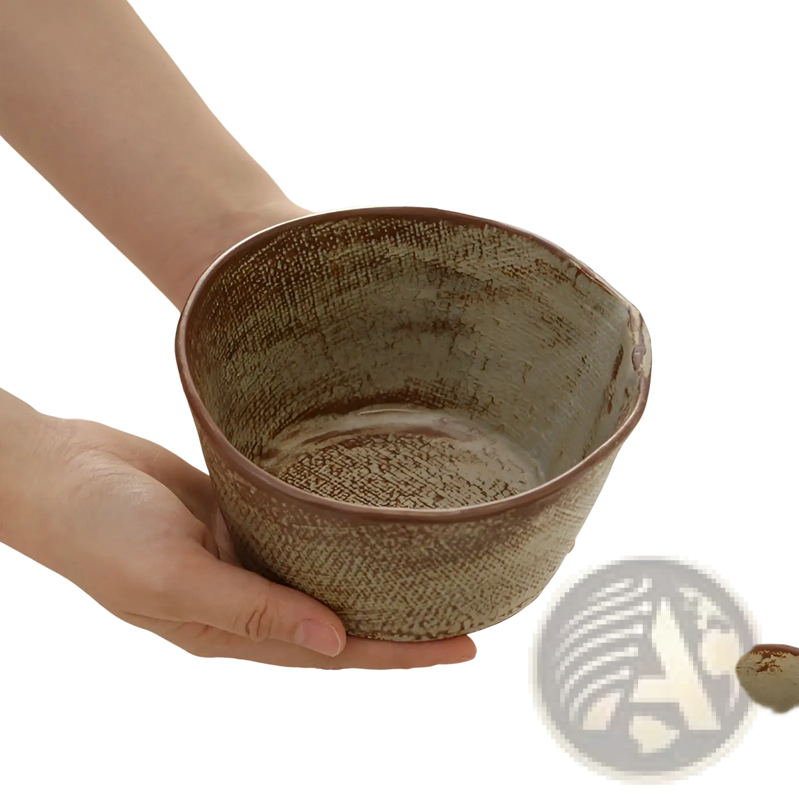 Handcrafted ceramic rice bowl with textured earthy brown glaze and subtle tone variations for soup or rice