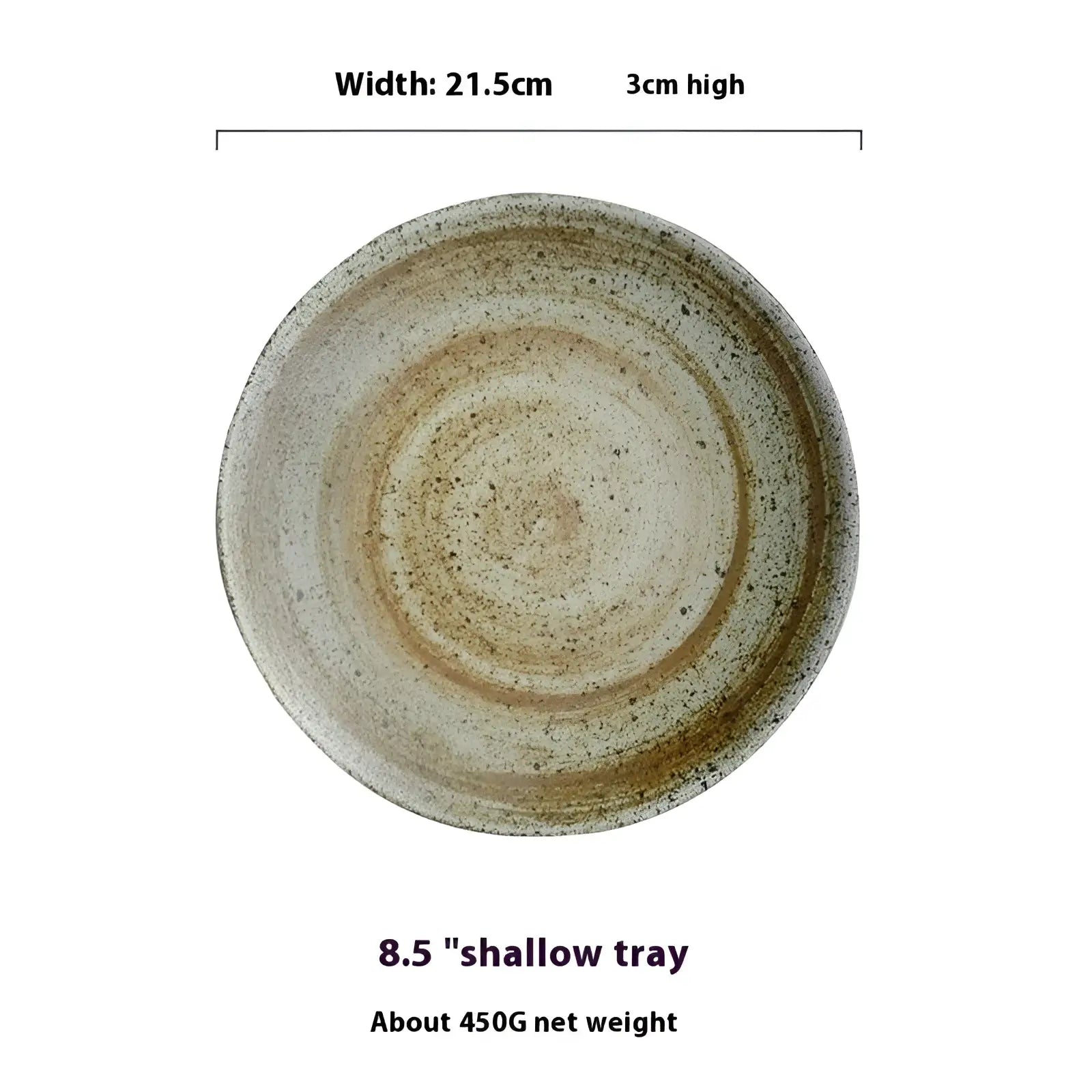 A rustic handcrafted ceramic shallow tray with speckled beige and brown glaze from a stoneware tableware set