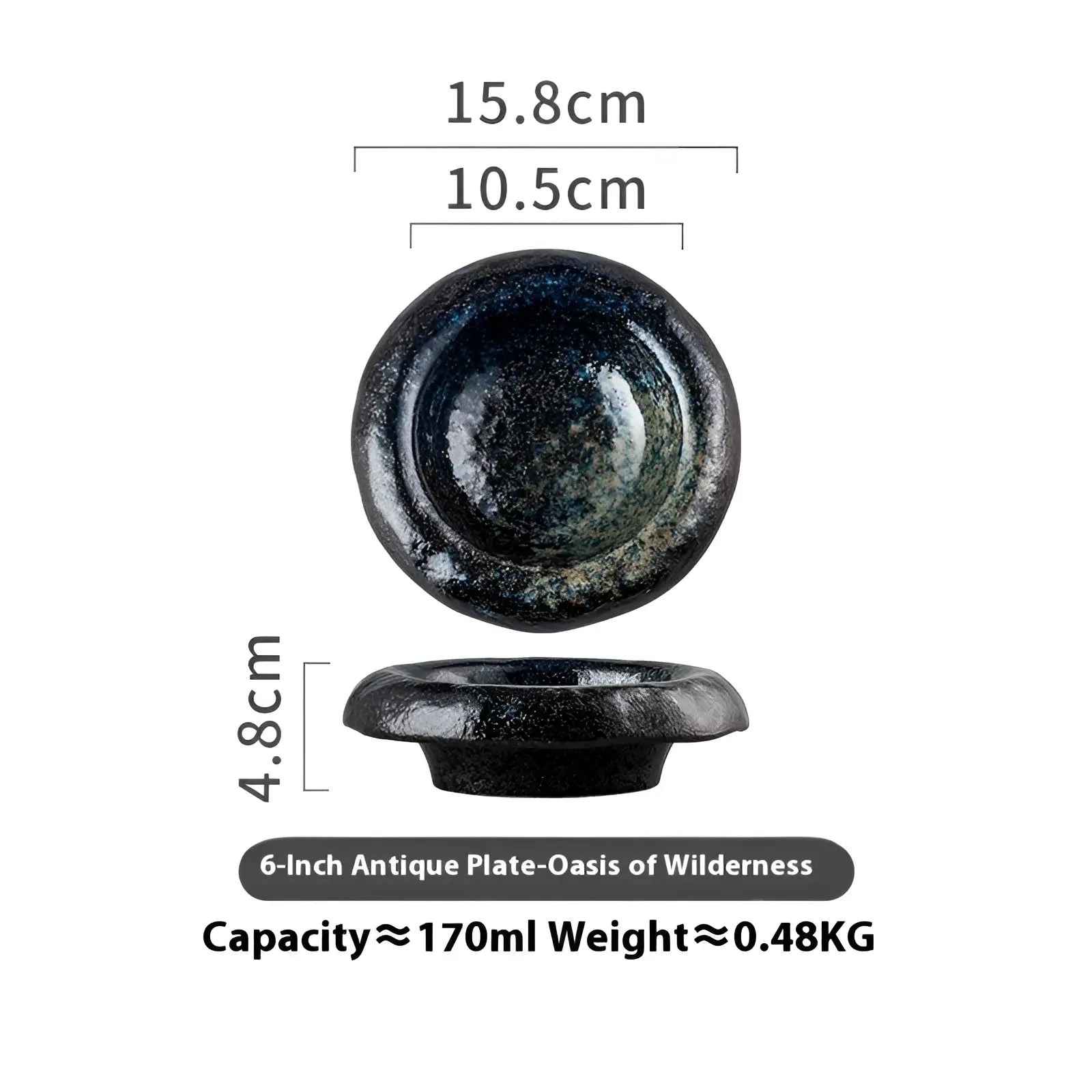 Dark speckled ceramic antique sashimi bowl with rustic textured surface and slightly raised rim for serving fish dishes