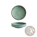 Ceramic sauce dish rustic Japanese dipping bowl in speckled teal glaze with brown rim 9cm diameter 2.8cm high 75ml capacity
