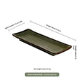 Ceramic serving tray 12.5 inch rectangular dark green ceramic tray with subtle vertical stripes and a glazed finish