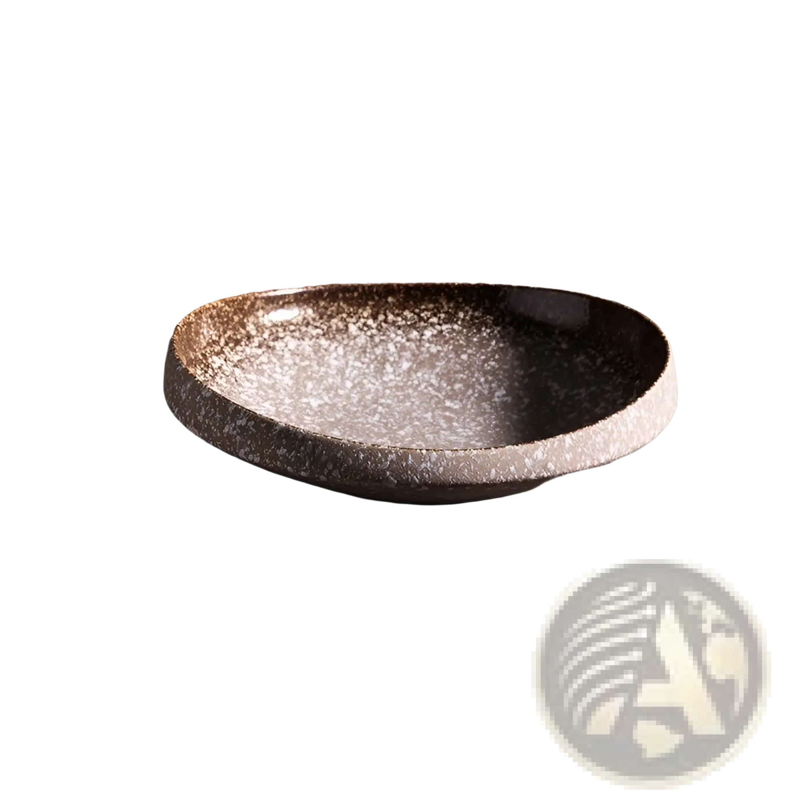 A rustic ceramic speckled serving bowl with earthy brown and gray glaze for home kitchen use