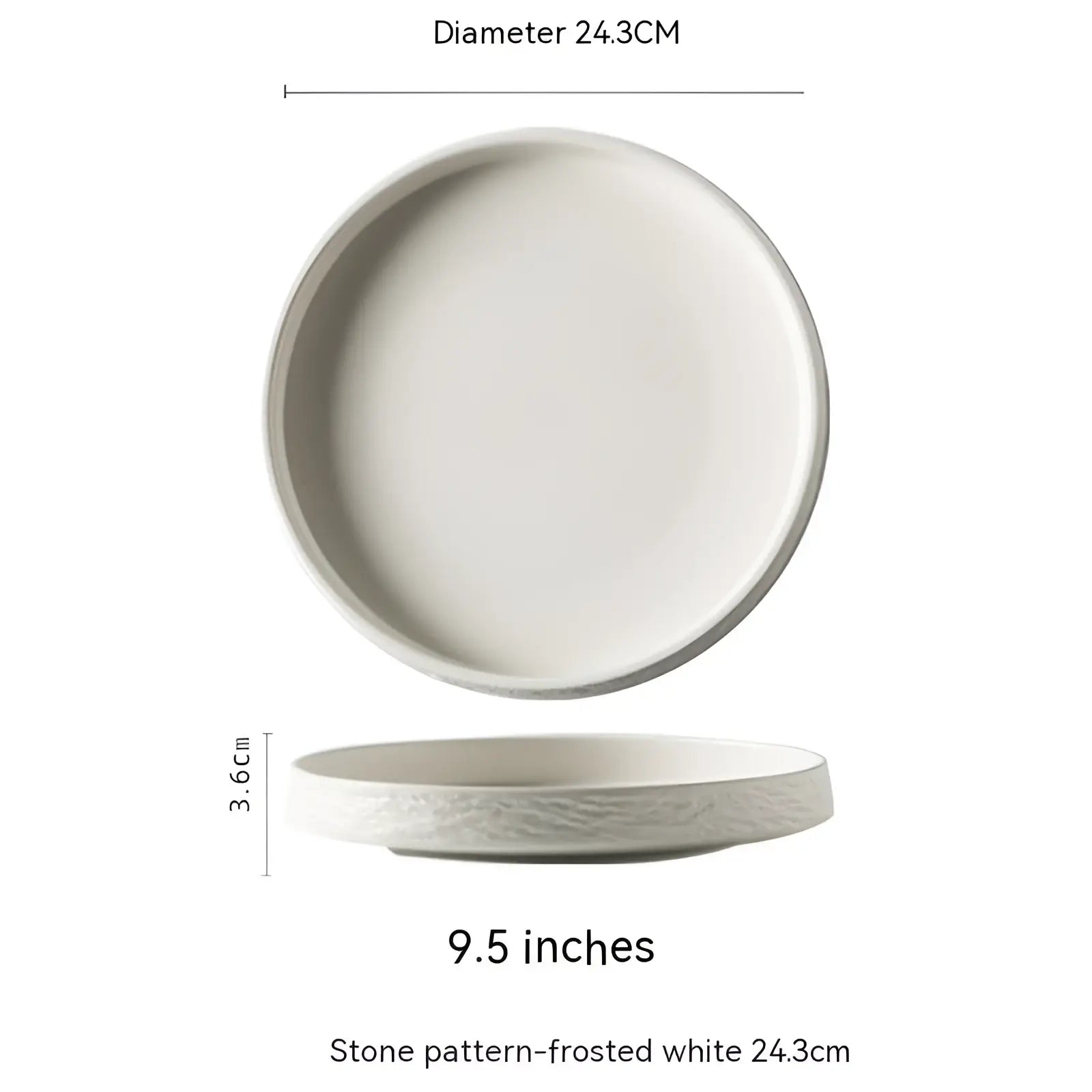 Frosted white ceramic stone pattern deep plate with rounded edges for Japanese tableware use
