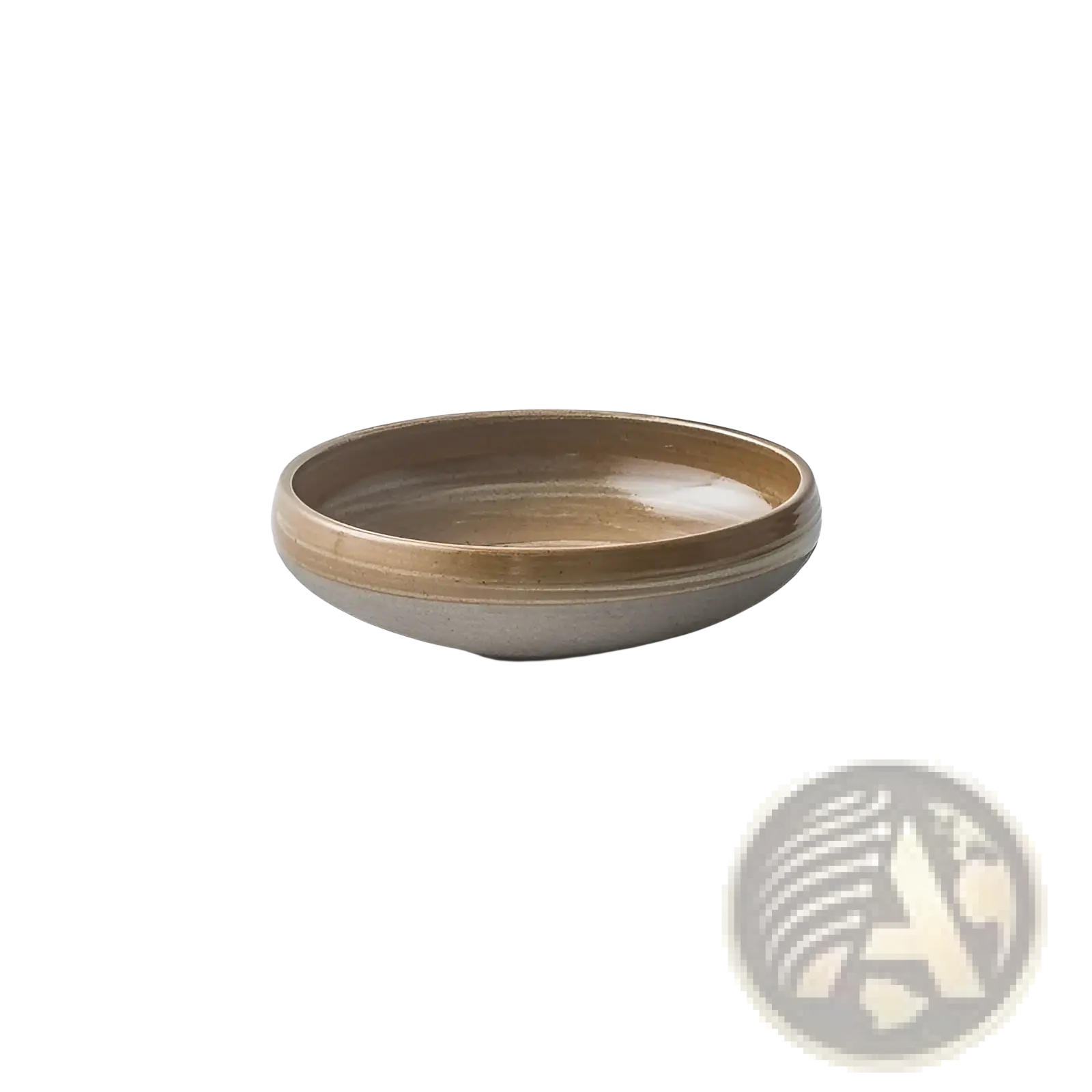 A minimalist ceramic bowl with a smooth matte finish and two-toned earthy brown glaze in a retro Japanese dinnerware set