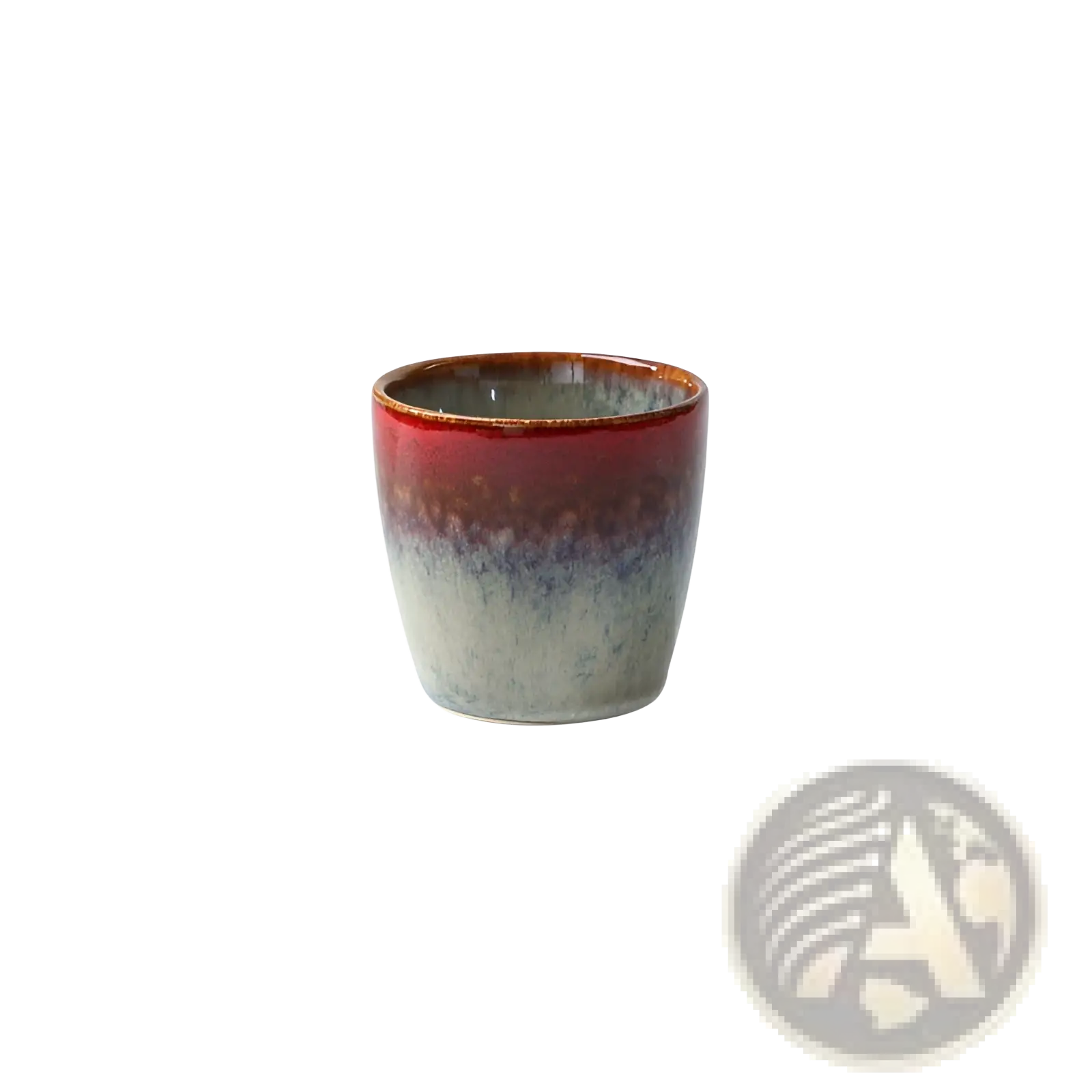 A ceramic doctoral cup from the ceramic tableware set scalloped fambe diamond dishes with red to blue gradient glaze