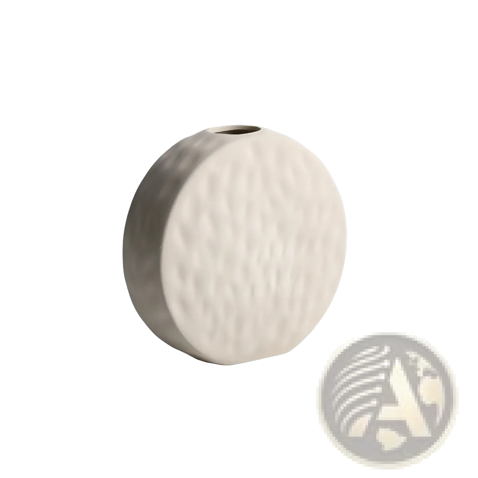 A sleek off-white ceramic vase with a subtle textured surface and rounded silhouette in minimalist Scandinavian style