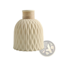 Cream-colored ceramic vase with wavy textured pattern and natural twine-wrapped neck in a 4 pack set