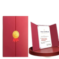 Navy blue a4 diploma cover certificate holder with red velvet honor certificate box and gold seal ribbon accents