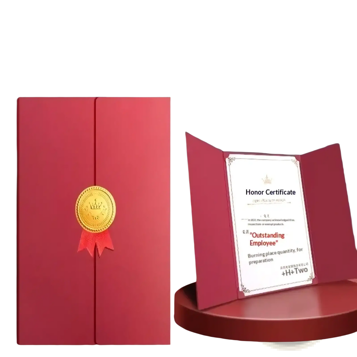 Navy blue a4 diploma cover certificate holder with red velvet honor certificate box and gold seal ribbon accents