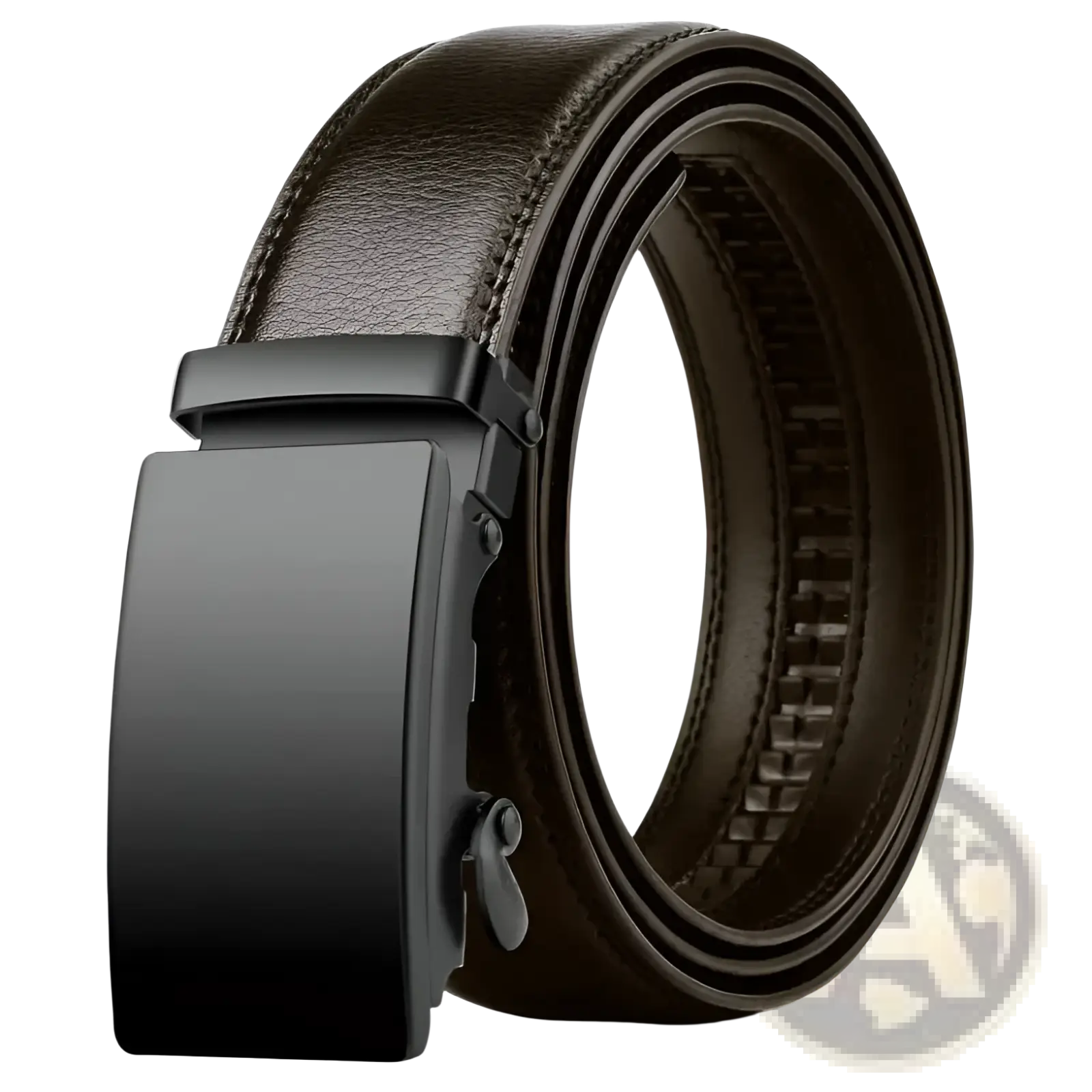Cexika men brown leather automatic buckle belt featuring a sleek black automatic buckle for effortless fastening