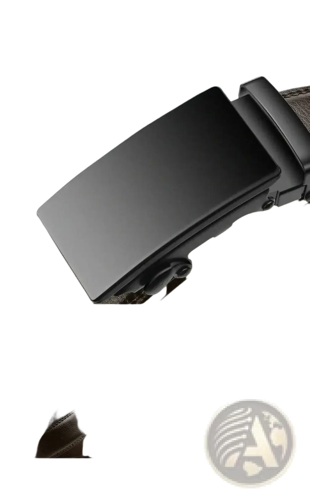 Cexika men brown leather automatic buckle belt with black ergonomic matte buckle and litchi textured strap