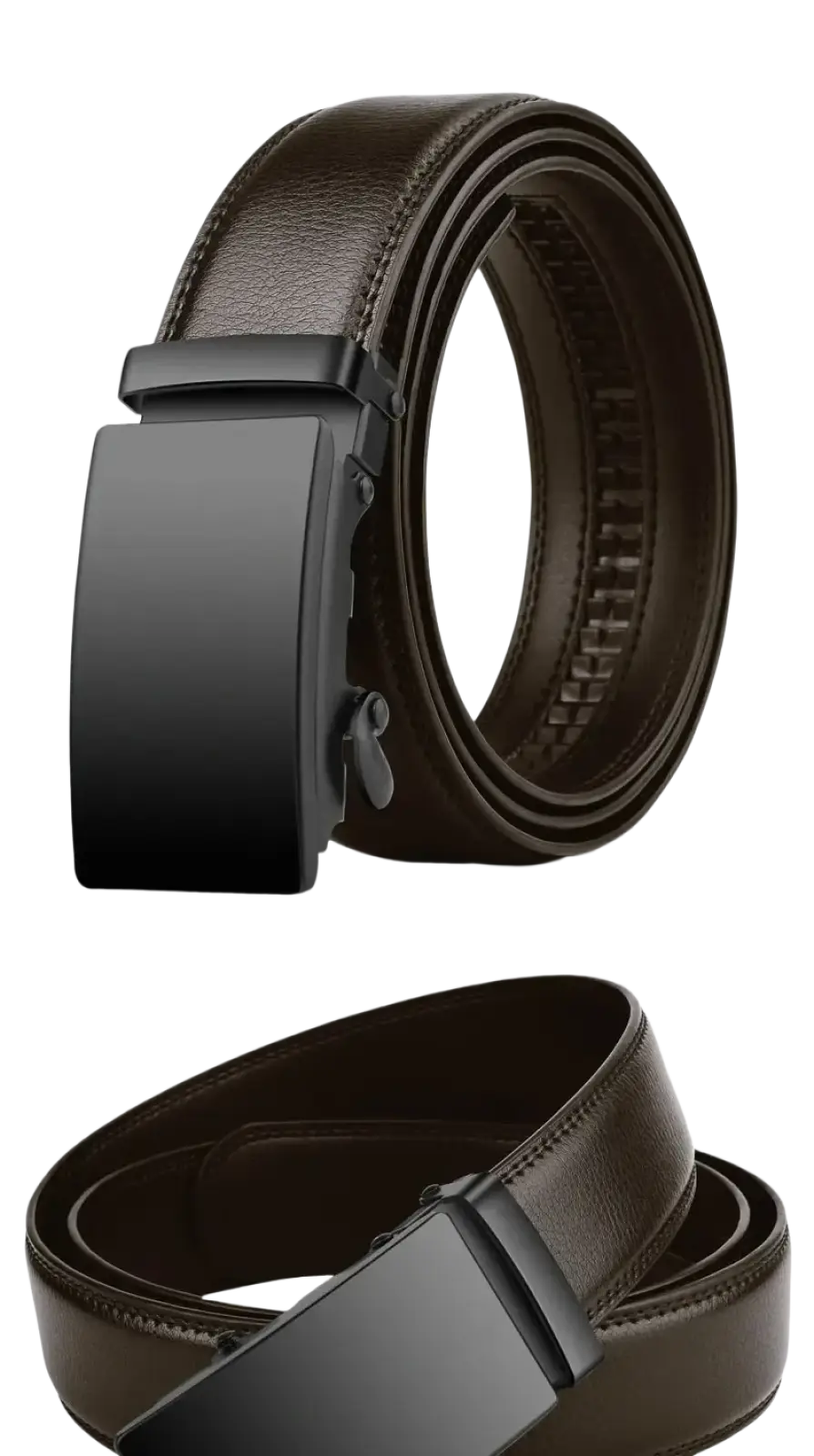 Black leather belt with a sleek black automatic buckle for men from cexika suitable for formal and casual wear
