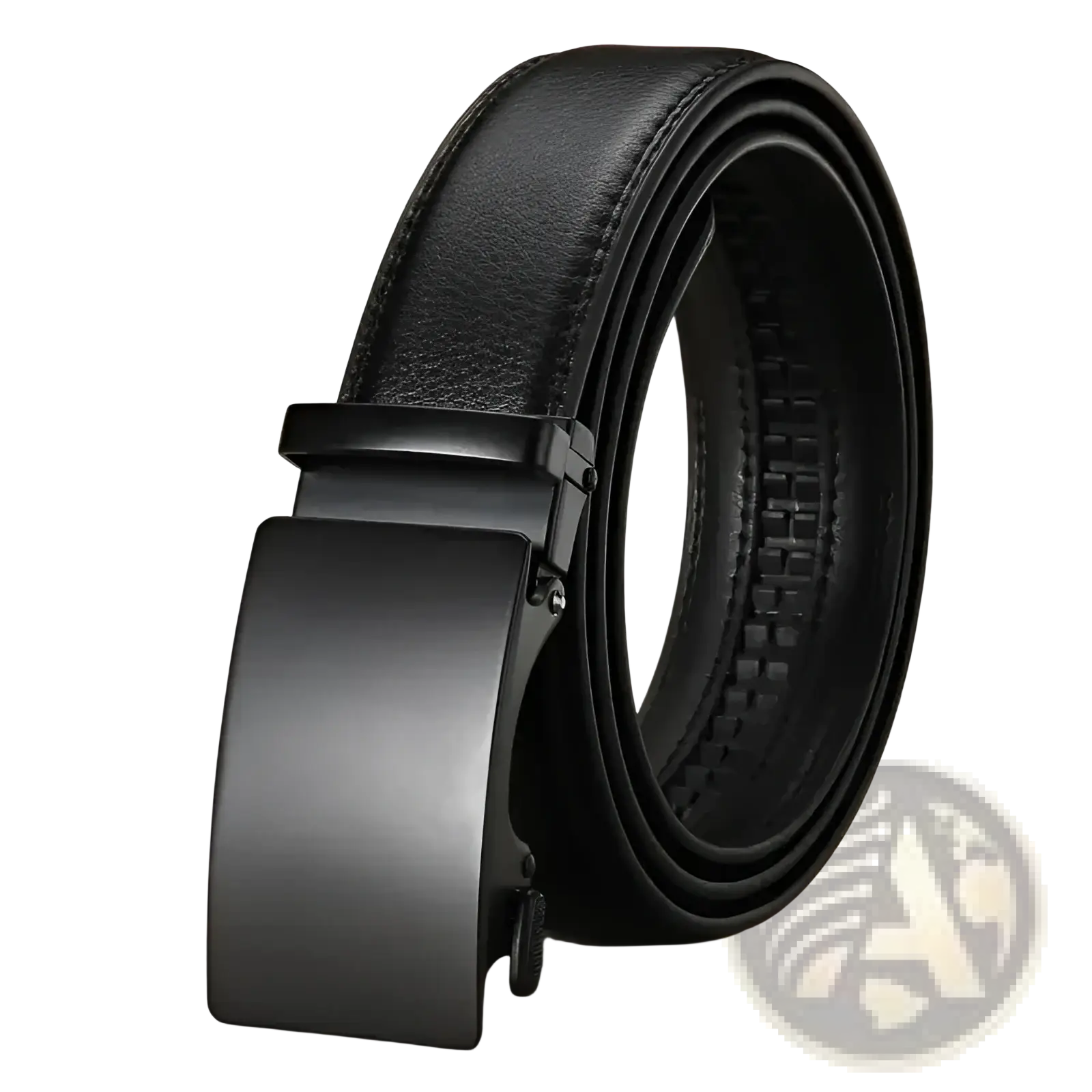 Cexika men brown leather automatic buckle belt with black leather strap and sleek matte finish metal buckle