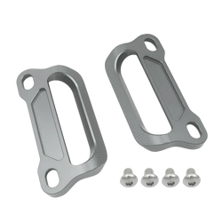 Gray aluminum cfmoto 675srr cnc passenger grab bars with brushed finish and integrated mounting holes visible from the back