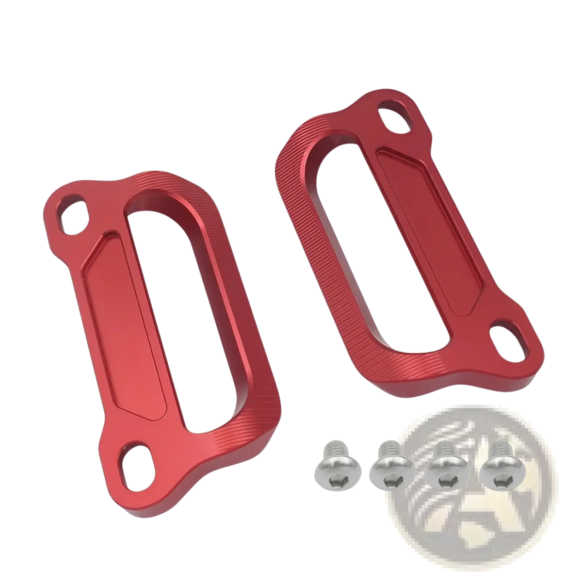 Red aluminum cnc passenger grab bars with brushed finish and integrated mounting holes for cfmoto 675srr motorcycle