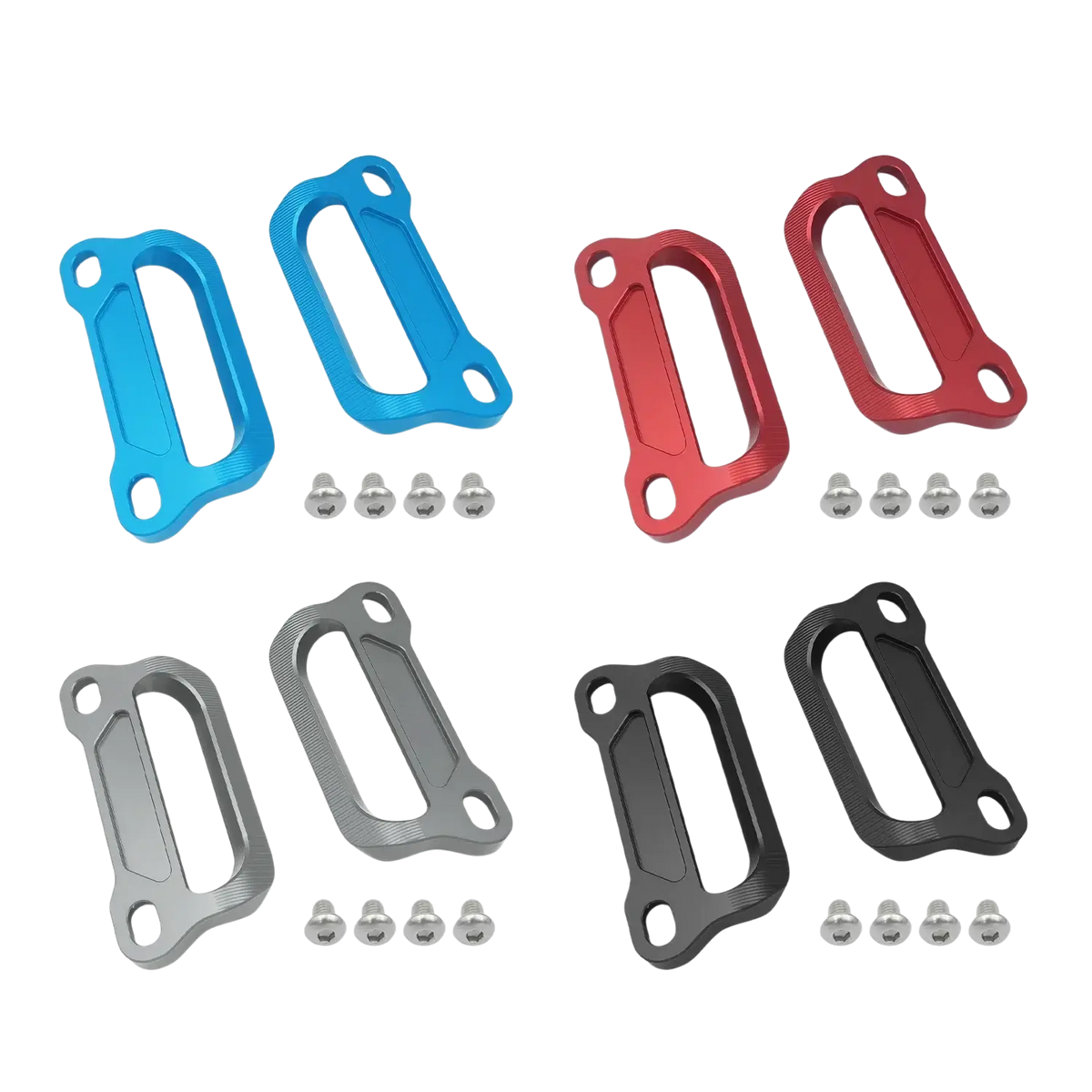 Set of four cnc aluminum alloy motorcycle engine cover plates in blue red gray and black for Cfmoto 675srr passenger grab bars