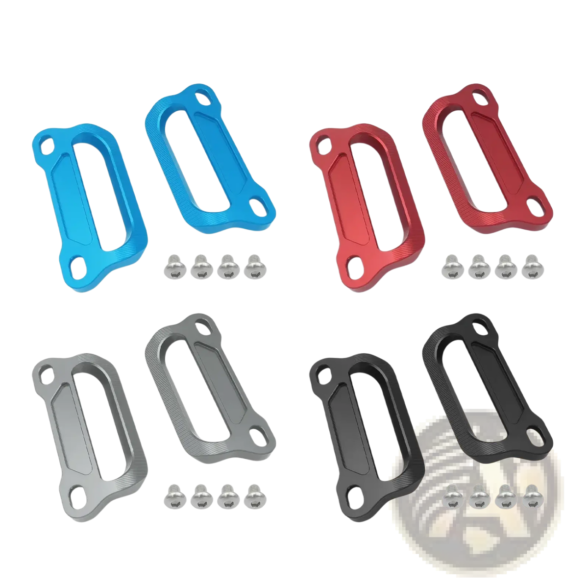 Set of four cnc aluminum alloy motorcycle engine cover plates in blue red gray and black for Cfmoto 675srr passenger grab bars