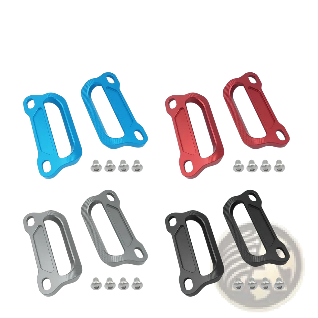 Set of four metallic cnc passenger grab bars in blue red gray and black for Cfmoto 675sr-r motorcycle
