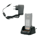 Black plastic ch10a07 desktop battery charger with european plug and coiled cable for hytera hyt gray battery pack