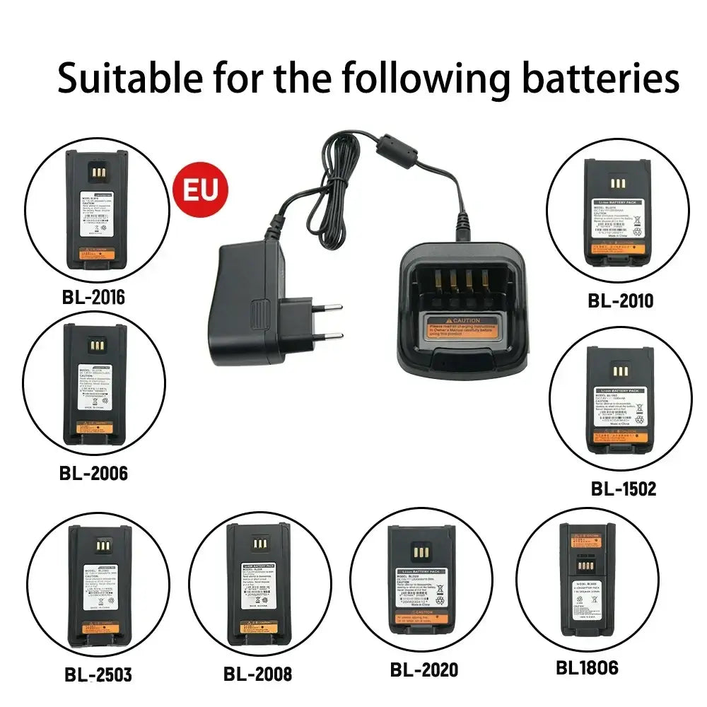Black plastic eu-style ch10a07 desktop battery charger with coiled cable for hytera hyt bl series batteries