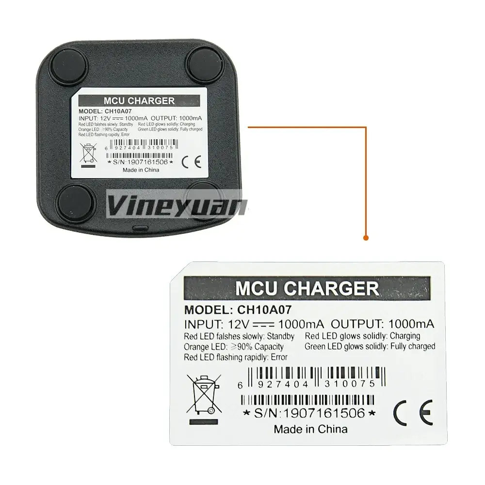 Black plastic mcu desktop battery charger ch10a07 for hytera hyt with matte finish and four circular indentations