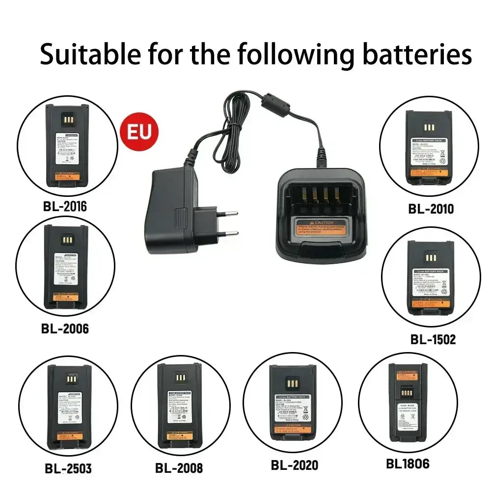 Black plastic ch10a07 hytera hyt desktop battery charger with eu plug and coiled cable for bl-series batteries