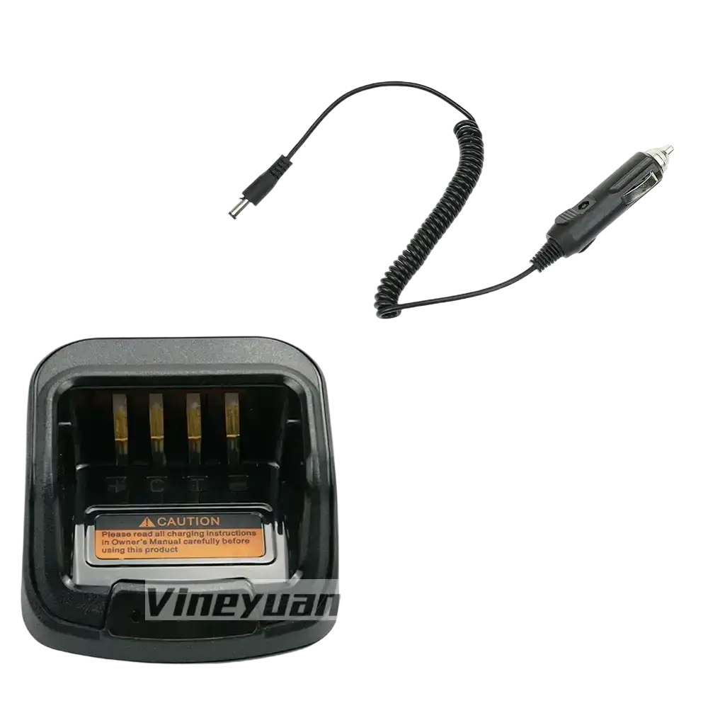 Black plastic ch10a07 hytera hyt desktop battery charger adapter with coiled cable and usb connector