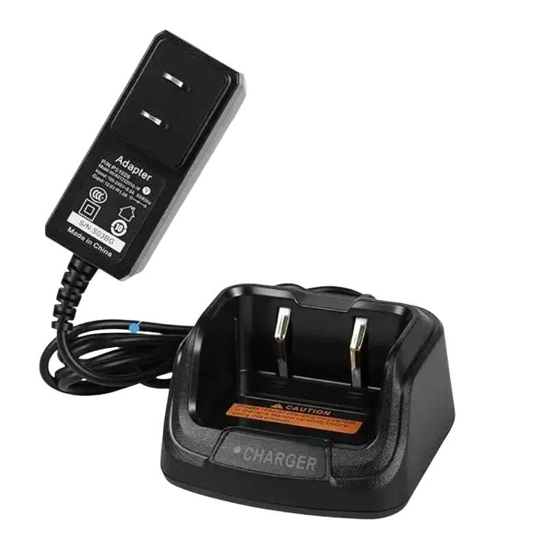 Black plastic ch10l23 desktop charger with two metallic contacts and power adapter for hytera bd552i radios