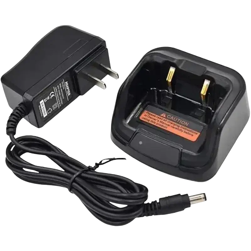 Black plastic ch10l23 desktop charger with gold contacts and coiled power cord for bd552i radios